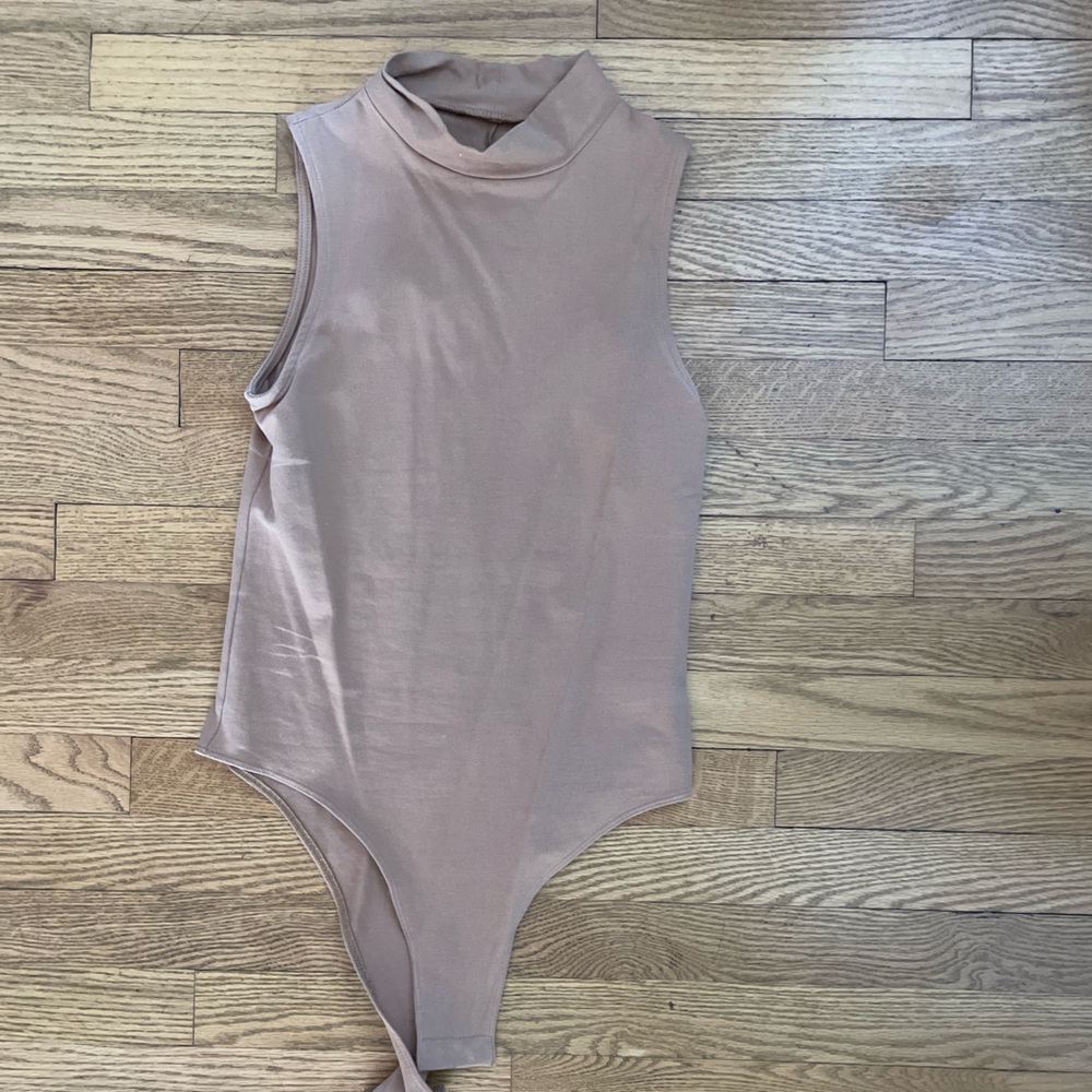 Tan Mock Neck Bodysuit